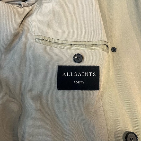 All Saints Men's 40 Large Siren Mac Twill Trench Coat Sage Green - Picture 13 of 16